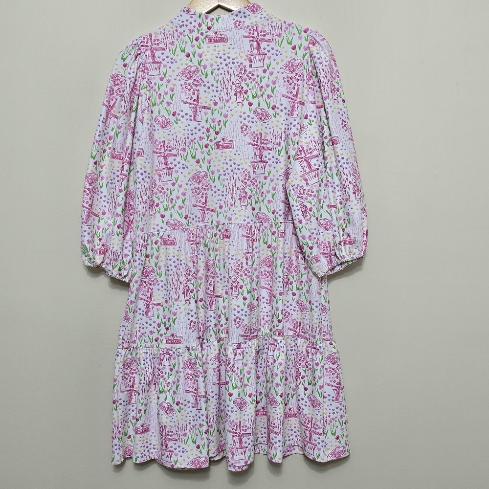 Smith & Quinn Tory Dress In Holland Tulip Sz M Pink Tiered Vacation Cottagecore - Picture 8 of 12